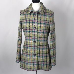 Coach Wool Plaid Pea Coat S